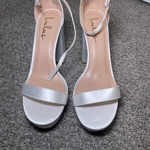 Lulu's Satin White Heels